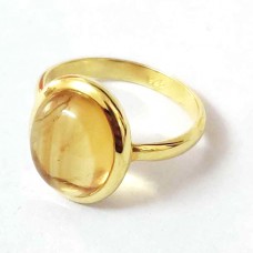 Natural Citrine Gold Plated Silver Ring